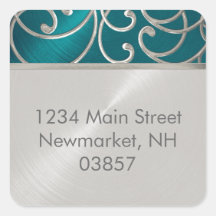Return Address Elegant Teal Blue Silver Filigree
