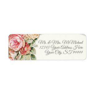 Return Address Elegant Vintage Blush Roses Floral