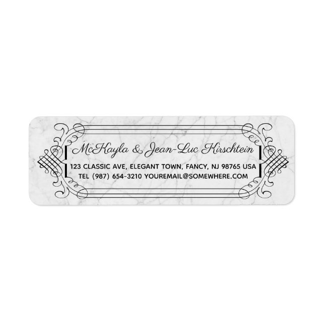 Return Address Elegant Wedding Anniversary Marble (Front)