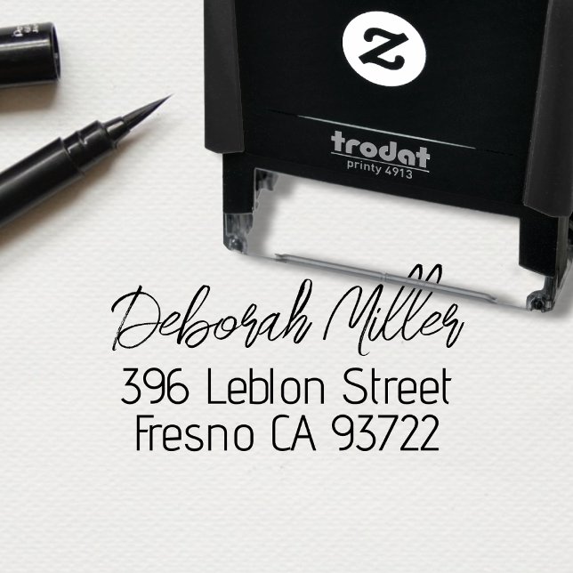 Return Address Elegantly Modern HandWritten Name Self-inking Stamp (Creator Uploaded)