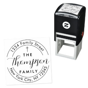 Return Address Family Christian Cross Self-inking Self-inking Stamp
