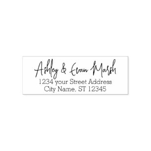 Return Address - Family Name Heartwell Script Font Self-inking Stamp