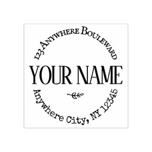Return Address Family Name Logo Rubber Stamp