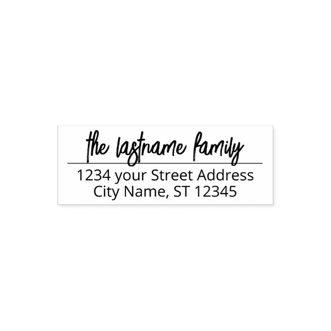 Return Address Family Name - Lucky Fashion Script Self-inking Stamp (Design)