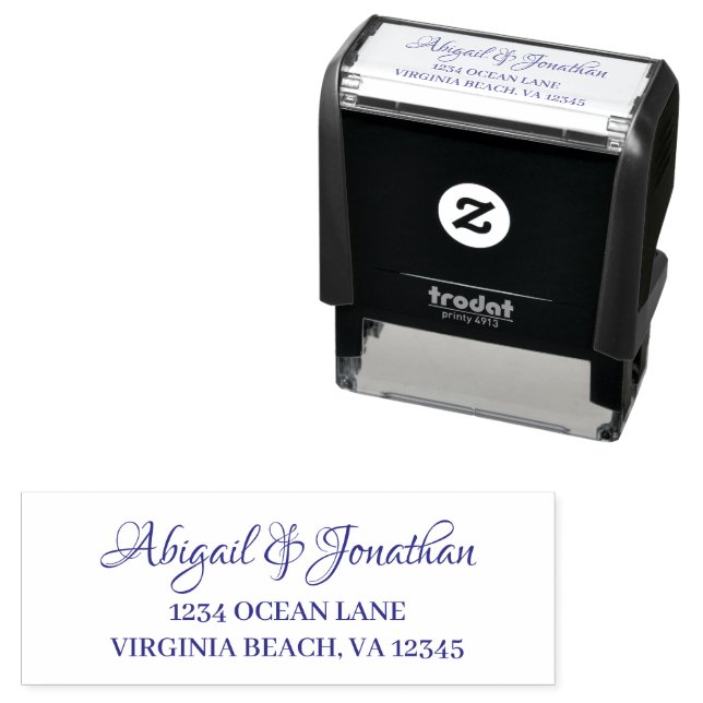 Return Address - Fancy Script Couple Wedding Self-inking Stamp (In Situ)