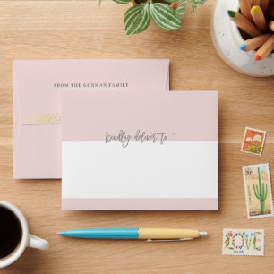 RETURN ADDRESS FLAP modern pale pink faux gold Envelope