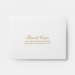 Return Address for RSVP in Gold Envelope