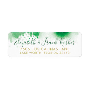 RETURN ADDRESS gold bright kelly green watercolor