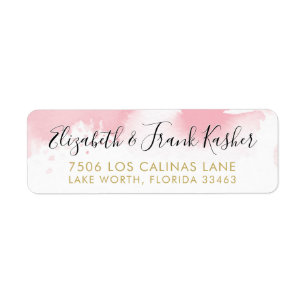 RETURN ADDRESS gold pretty pale pink watercolor