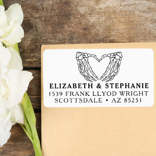 Return Address Goth Wedding Skeleton Heart Custom Label