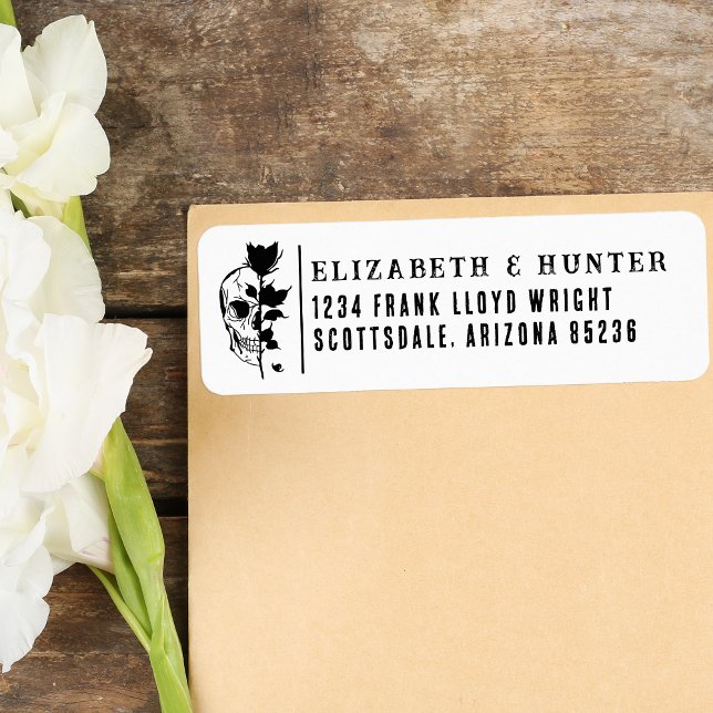 Return Address Gothic Wedding Black Rose and Skull (Creator Uploaded)