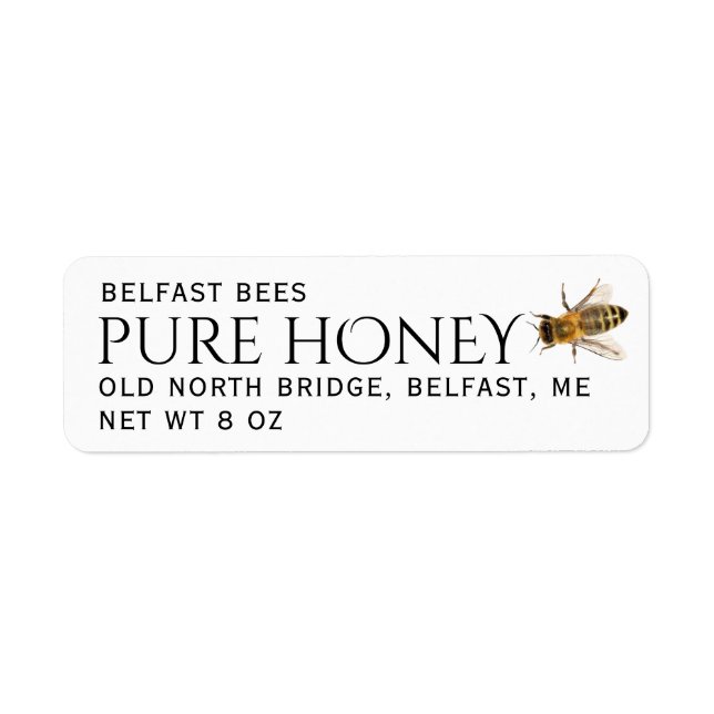 Return Address Honey Label with Bee (Front)
