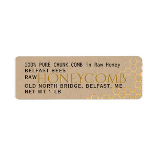 Return Address Kraft Honeycomb or Comb Honey Label