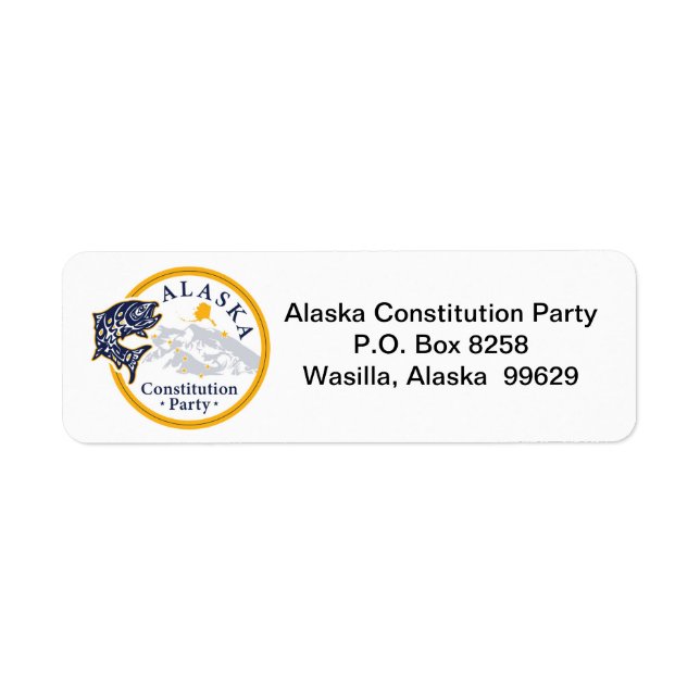 Return Address Label, Alaska Constitution Party (Front)