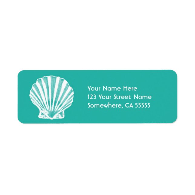 Return Address Label//Aqua Sea Shell (Front)