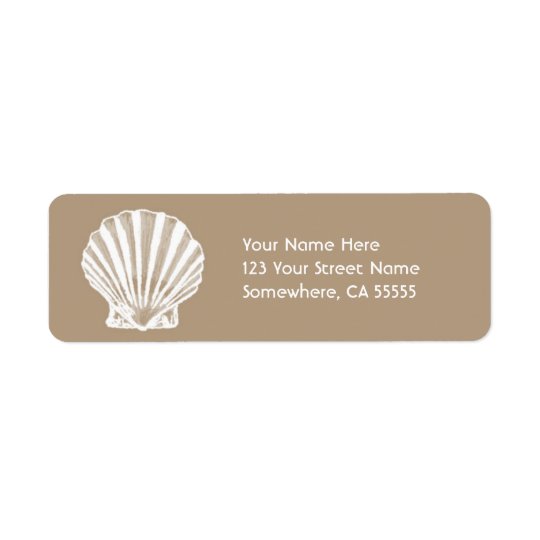 Return Address Label//Beige Sand Sea Shell Return Address Label