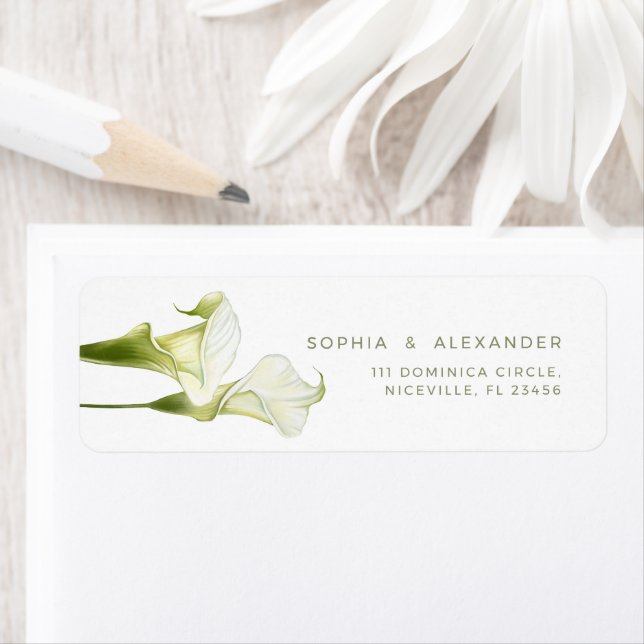 Return Address Label Calla Lilies Wedding. (Insitu)