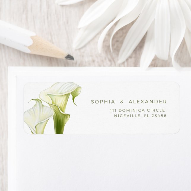 Return Address Label Calla Lilies Wedding. (Insitu)