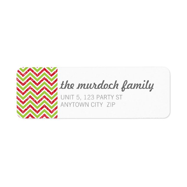 RETURN ADDRESS LABEL chevron glitter red green (Front)
