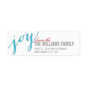 RETURN ADDRESS LABEL chevron glitter type blue