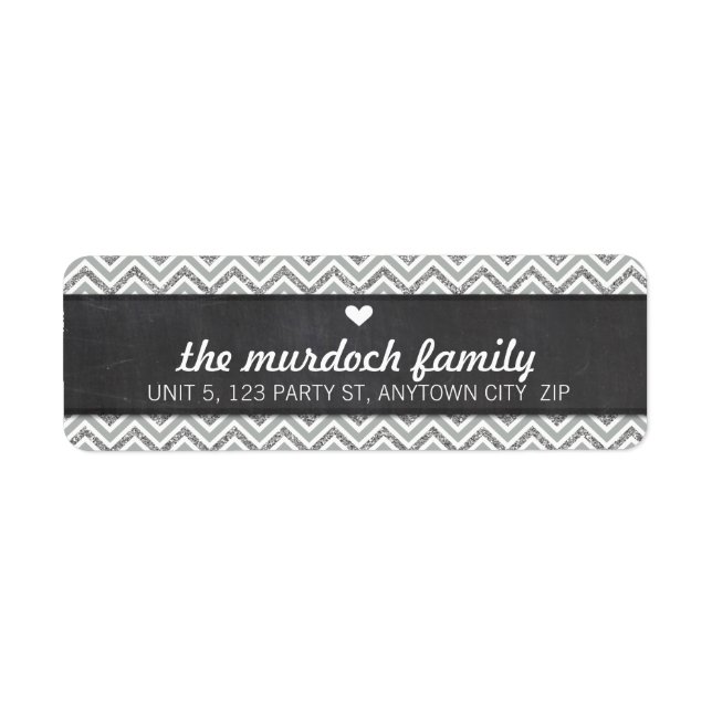 RETURN ADDRESS LABEL chevron pattern stripe grey (Front)
