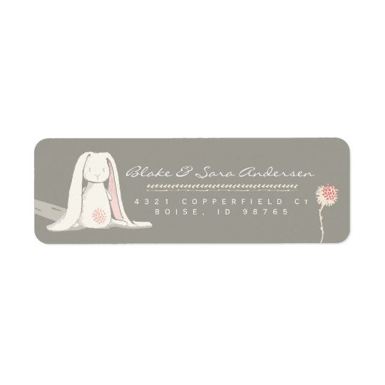 RETURN ADDRESS LABEL | Floral Girl Bunny Baptism