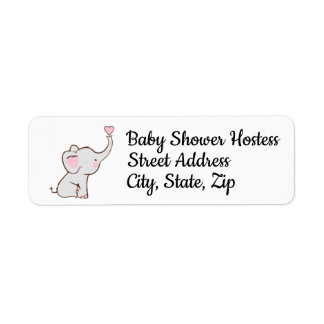 Return address label for baby girl shower