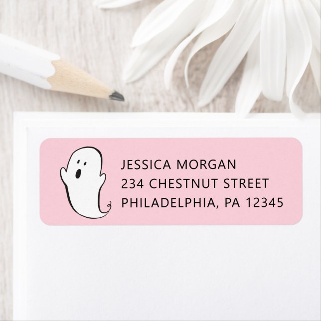 Return Address Label Ghost Pink Halloween (Insitu)