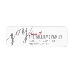 RETURN ADDRESS LABEL glitter type silver