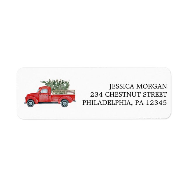 Return Address Label Merry Little Red Truck (Front)