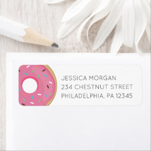Return Address Label Modern Doughnut Pink