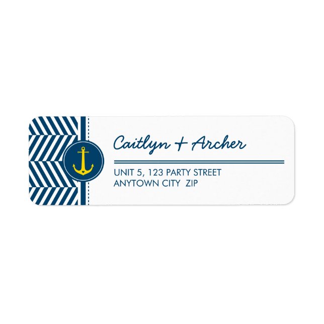 RETURN ADDRESS LABEL modern nautical anchor theme (Front)