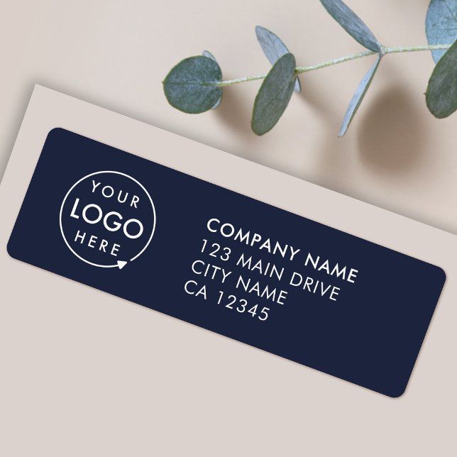 Return Address Label | Navy Blue Business Stickers (Stylish navy blue return address labels for your business - simple, professional & easy to customize)