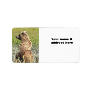 Return Address Label of grizzly bear