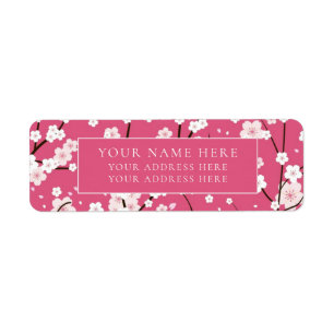 RETURN ADDRESS LABEL : PINK CHERRY BLOSSOMS