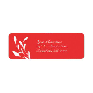 Return Address Label//Poppy Red Flourish
