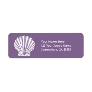 Return Address Label//Purple Sea Shell