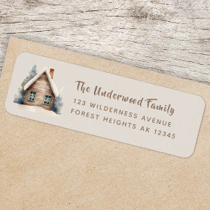 Return Address Label Rustic Woodland Log Cabin