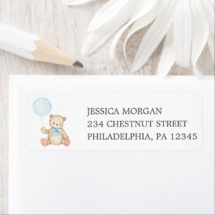 Return Address Label Teddy Bear Boy Blue