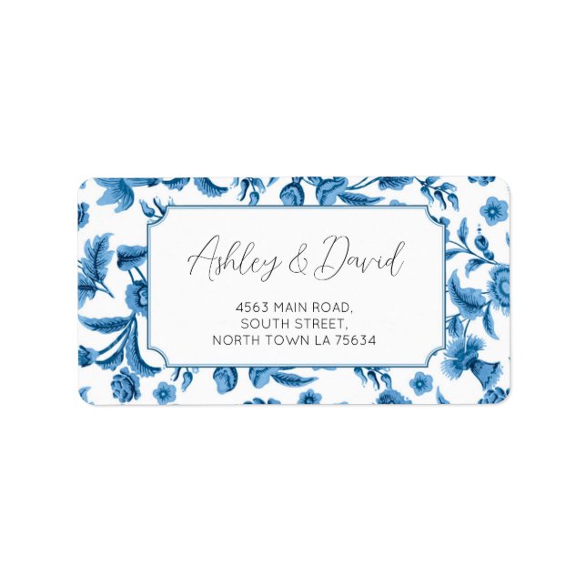 Return Address Label Wedding  Chintz Blue & White  (Front)
