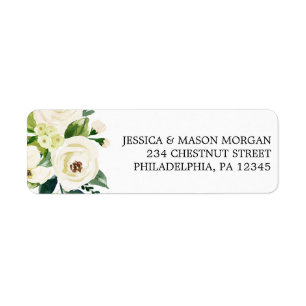 Return Address Label White Roses