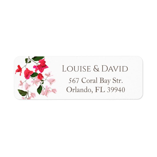 Return Address Label with Bougainvillea Flowers (Front)