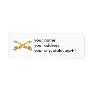 Return address label with cavalry insignia..