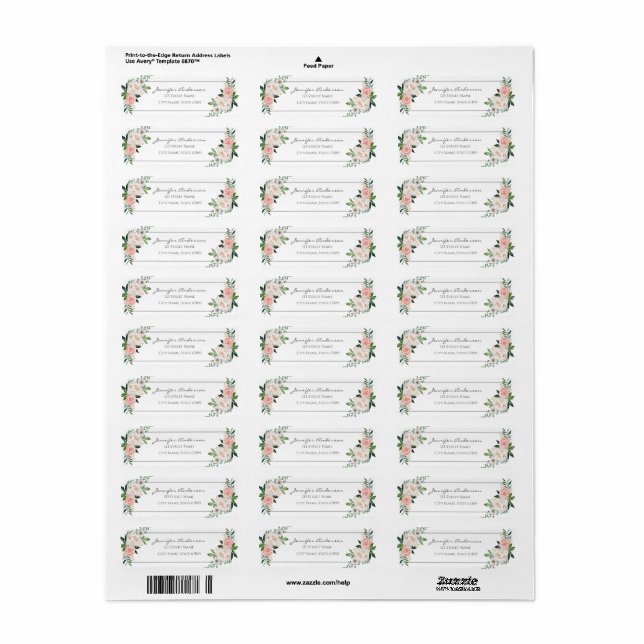 Return Address Labels  A Magical Rose Garden (Full Sheet)