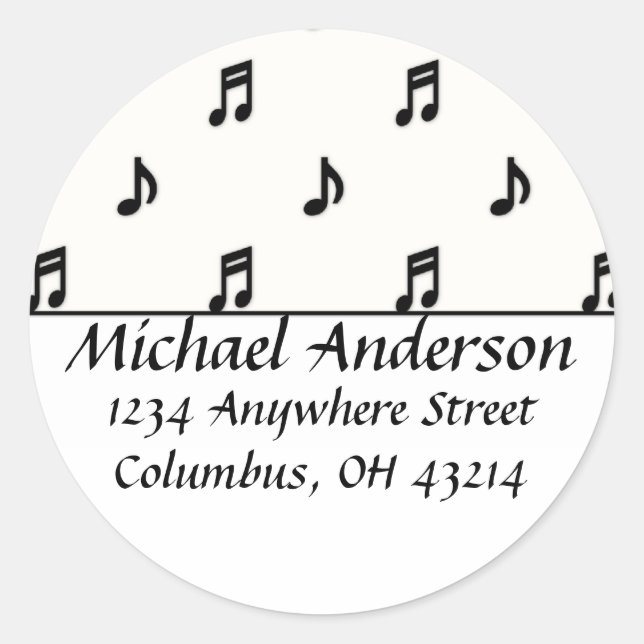 Return Address Labels :: Black Music Notes (Front)