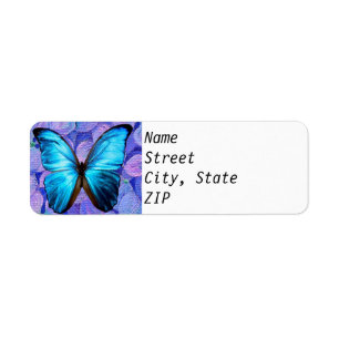 Return Address Labels- Blue Morpho on Hydrangeas.