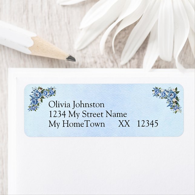 Return Address Labels,  Blue Peony Wedding (Creator Uploaded)