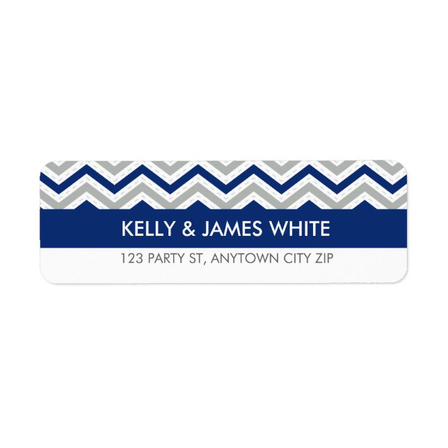 RETURN ADDRESS LABELS : chevron stripe navy blue (Front)