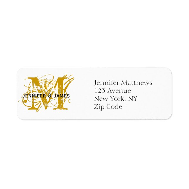 Return Address Labels Chic Monogram Gold (Front)