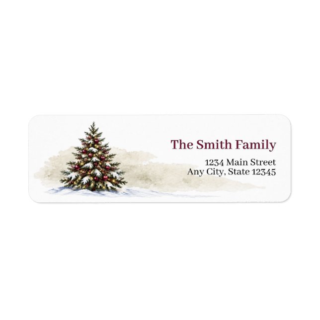 Return Address Labels Christmas Tree Personalised  (Front)